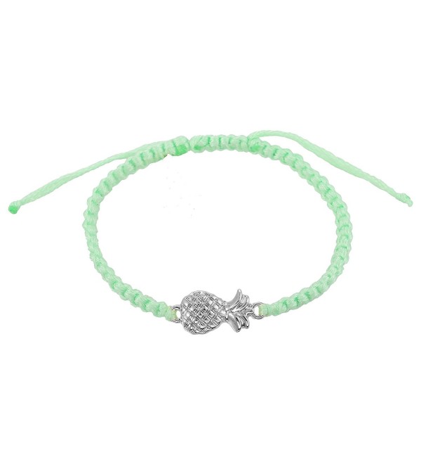 Handmade Adjustable Pineapple Charm Braided Thread Wrist Ankle Bracelets - Mint - CP12H0TR1K7