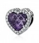 The Kiss Radiant Hearts Purple Crystal Clear CZ 925 Sterling Silver Bead Fits European Charm Bracelet - CY17YC2W5OS