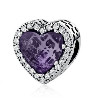 The Kiss Radiant Hearts Purple Crystal Clear CZ 925 Sterling Silver Bead Fits European Charm Bracelet - CY17YC2W5OS