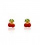 10k Gold Enamel Red Apple Stud Earrings - CI1209WYKIN