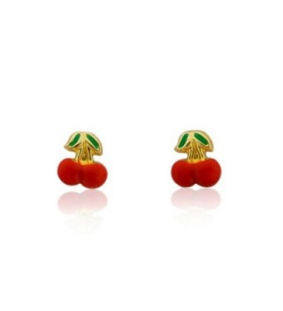 10k Gold Enamel Red Apple Stud Earrings - CI1209WYKIN