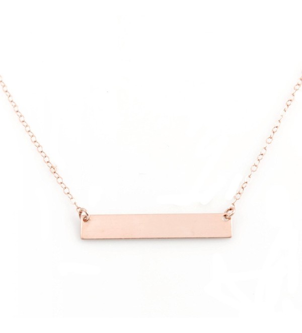 Bar Necklace with Engravable Pendant- 14k Rose Gold Filled- 18"- by Wild Moonstone - C1186E7KZEE