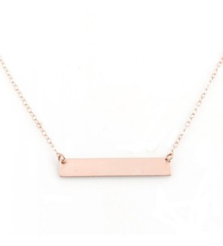Bar Necklace with Engravable Pendant- 14k Rose Gold Filled- 18"- by Wild Moonstone - C1186E7KZEE