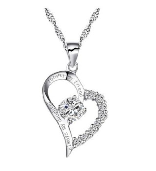 Sterling Silver Heart "Always My Daughter Forever My Friend" Necklace Cubic Zirconia Engraved Pendant - CP17YDHXRLD