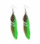 MELUOGE Bohemian Tassel Drop Earrings For Women Wedding Party Jewelry Natural Feather Dangling Earrings - Green - CY18678NMOC