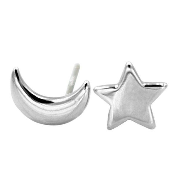 Wicary One Pair Set of Sterling Silver Star and Moon Stud Earring - Silver3 - C7186L6TWL9