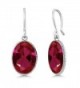 10.00 Ct Oval Shape 14x10mm Red Created Ruby 925 Sterling Silver Dangle Earrings - C011LJ6B0LT