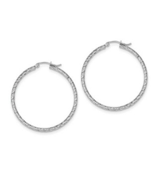 Sterling Silver 2 mm Diamond-Cut Banded Hinged Hoop Earrings - 20 to 50 mm - CS17YUWDD74