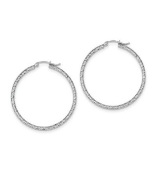 Sterling Silver 2 mm Diamond-Cut Banded Hinged Hoop Earrings - 20 to 50 mm - CS17YUWDD74