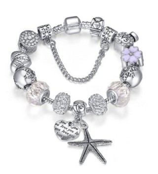 Presentski Silver Plate Charm Bracelet Christmas Gift for Beloved Ones - White 7.1inches - CT12N5P5U7E