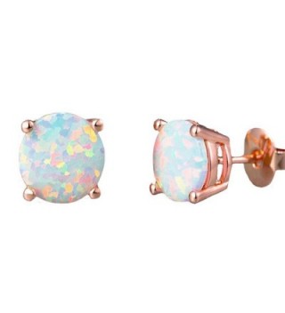 18K White Gold Plated Small Round Opal Stud Earrings- women stud earrings girl - rose - CH188STR8EY