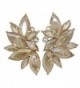Xdaccgo Luxury Leaves Shape Glass Cluster Crystal Teardrop Flower Design Studs Earrings - Chanpagne - C217Z3I2CS6