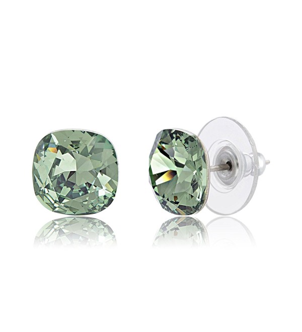 Lesa Michele Green Cushion Stud Earring in Stainless Steel made with Swarovski Crystals - C9187ZZ42GY