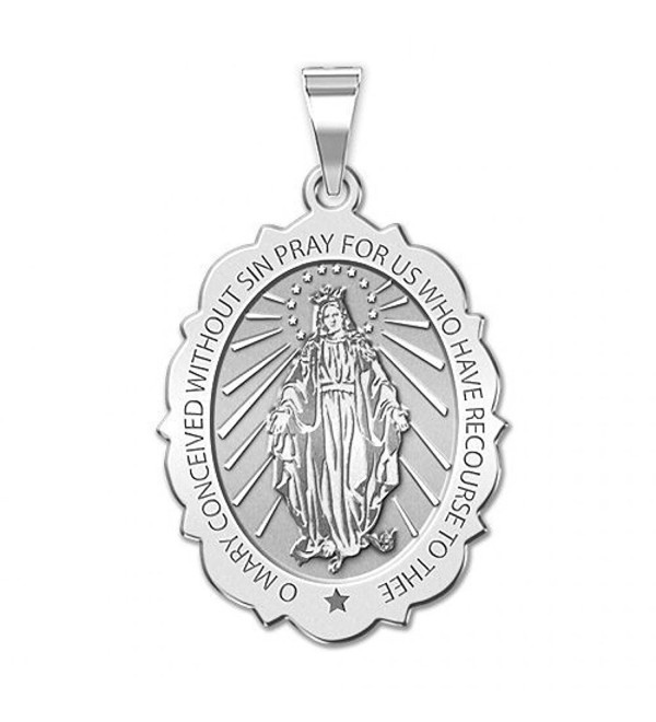 Miraculous Medal Scalloped Oval Sterling - sterling-silver - CW11ETLE59F