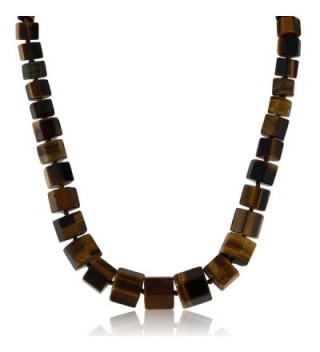 Gorgeous 18 Inch Octagon Cut Tiger Eye Loose Stone Beads Necklace With Lobster Clasp - CJ12CLTG04T