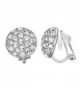 Yoursfs Clip On Earrings with Round Austrian Crystals (18k Rose Gold Plated) - White - CB11NHK7R1R