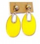 Clip-on Earrings Oval Hoop Dangle Bright Yellow Clip Earrings - CA12KO3TWCV