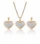 GULICX Gold Plated Base White Zircon Crystal Heart Drop Earrings Necklace Set Jewellery Party - CT127X4MVIL