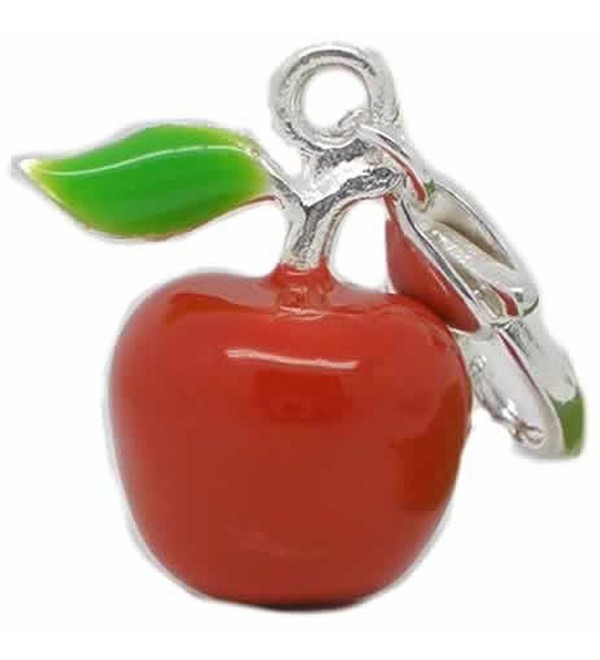 Clip on Red Apple Charm for European Jewelry w/ Lobster Clasp - C811FKSE9B5