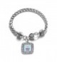 Blue Chevron Cupcake Classic Braided Classic Silver Plated Square Crystal Charm Bracelet - CX11XMU51XD