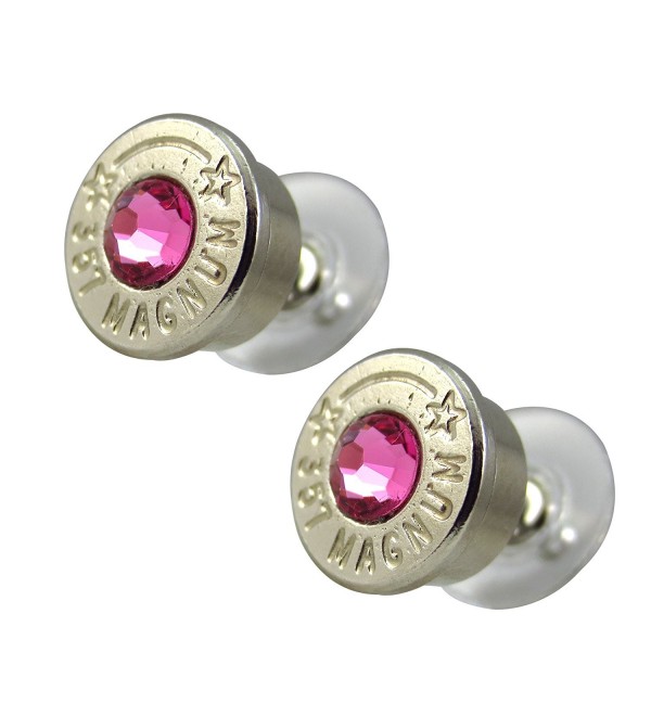 LoriDavidson Designer Nickel Plated 357 Bullet Shell Crystal Stud Earrings - C811LI81AW1