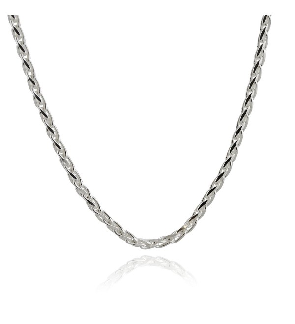 Sterling Silver 3mm Spiga Wheat Chain Necklace - 16- 18- 20- 24- 30 Inches - C017YQU2W3Z