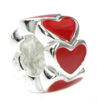 Sterling Silver Endless Love Red Heart European Style Bead Charm - CP1161A64YZ