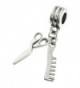 925 Sterling Silver Hair Stylist Scissors Comb Dangle For European Charm Bracelets - C8126472M9L