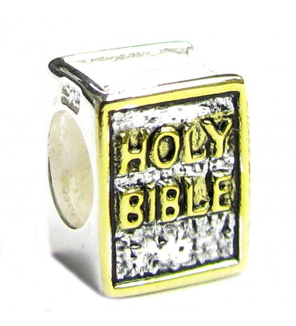 Sterling Silver Holy Bible Cross Gold-Tone European Style Bead Charm - CM11568OF9F