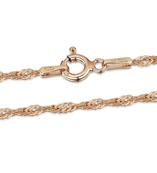 14K Rose Gold Plated on 925 Sterling Silver 2 mm Singapore Chain Necklace 14" 16" 18" 20" 22" 24" 28" in - CL184KH9KMM