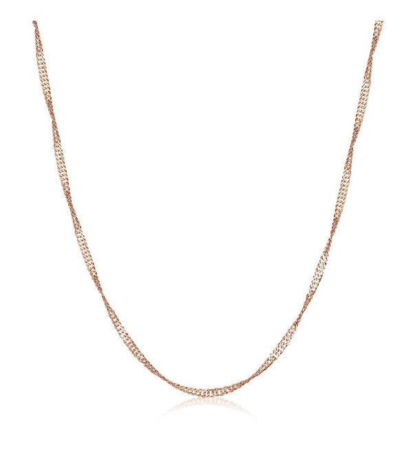 14K Rose Gold Plated on 925 Sterling Silver 2 mm Singapore Chain ...