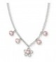 Sterling Silver Pink Freshwater Cultured Pearl Cable Chain Necklace W/Flower/1 IN 14 Inches Long - CQ12HG94NNJ