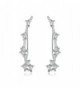 Mevecco Womens Girls Ear Crawler Climber CZ Crystal Ear Wrap Cuffs Earrings Sweep Stud Earring Pin - Silver - CA185S0CRD8