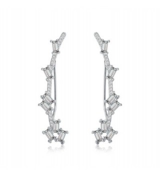 Mevecco Womens Girls Ear Crawler Climber CZ Crystal Ear Wrap Cuffs Earrings Sweep Stud Earring Pin - Silver - CA185S0CRD8