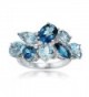 Sterling Silver Genuine London Blue- Blue Topaz- and White Topaz Cluster Tonal Ring - C817WXRDLIO