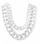 Ladies Silvertone 21 Inch Adjustable Thick Double Cuban Link Chain Necklace (P-347) - CW11EH8YA99