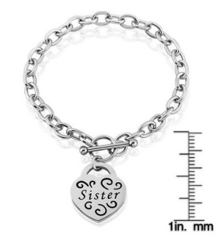 Womens Stainless Engraved Sister bracelet in Women's Charms & Charm Bracelets