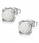 ORAZIO Stainless Steel Women Round Created-Opal Stud Earrings for Men Ear Piercing 7MM - A:White - CK182EGRYQX