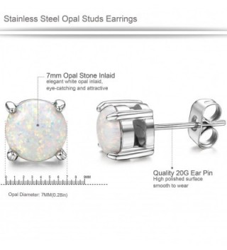 ORAZIO Stainless Created Opal Earrings Piercing in Women's Stud Earrings