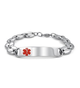 Bling Jewelry Mariner Chain Medical Alert Red Enamel ID Tag Bracelet Steel - CT11PRJJAXD