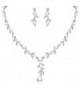 EVER FAITH CZ Cream Simulated Pearl Wedding Floral Vine Filigree Necklace Earrings Set Clear Silver-Tone - CI186C63G9W