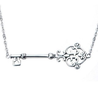 Inox Jewelry Womens Stainless Steel Sideway Key Pendant 6" Necklace (Metal) - CB11QSCJQTH