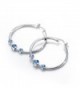 925 Sterling Silver Hypoallergenic Three Blue Cz Hoop Earrings For Women - CT184QCKLM5