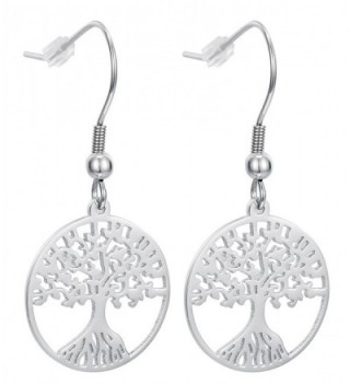 Tree of Life Dangle Earrings With Fishhook Backings- Stainless Steel - By Regetta Jewelry - CQ12G6AH5ID