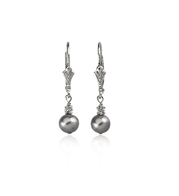 Sterling Silver And 5.0-6.0mm Gray Freshwater Cultured Pearl Lever Back Earrings - CP117VJYEU7