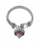 Burgundy Maid of Honor Pave Heart Bracelet Silver Plated Lobster Clasp Clear Crystal Charm - C7123HA5PSR