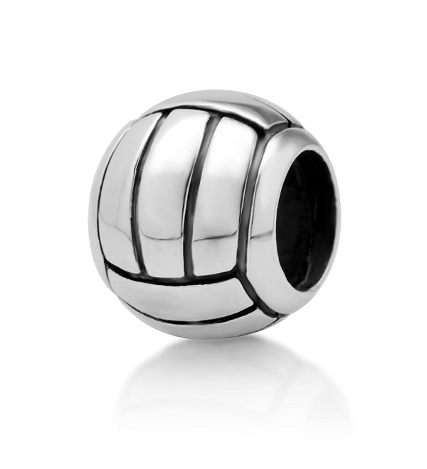 925 Sterling Silver Volleyball Bead Charm Fit Major Brand Bracelet - C911DM5O1OX