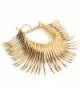 Fashion Sparkling Canine Shape Short Choker Collar Statement Necklace - Gold Tone - C511JN0NK89