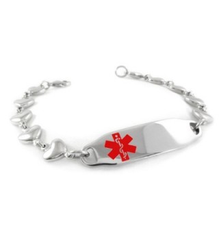 MyIDDr - Pre-Engraved & Customized Women's DNR Medical Alert ID Bracelet- Heart Chain - C611CMVLR2H