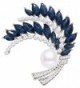 Gyn&Joy Circles Wedding Bouquet Wheat Brooch Pin In Crystal Rhinestone Pearl For Women&Girls BZ050 - Blue - CA1827S6MOQ